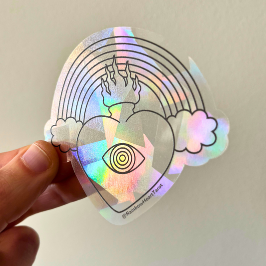 Rainbow Heart Tarot Suncatcher Logo Sticker