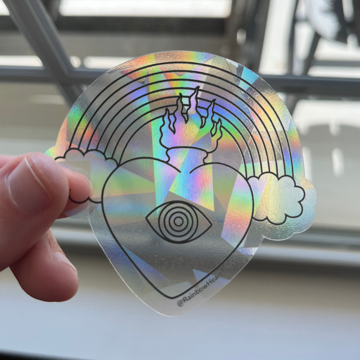 Rainbow Heart Tarot Suncatcher Logo Sticker