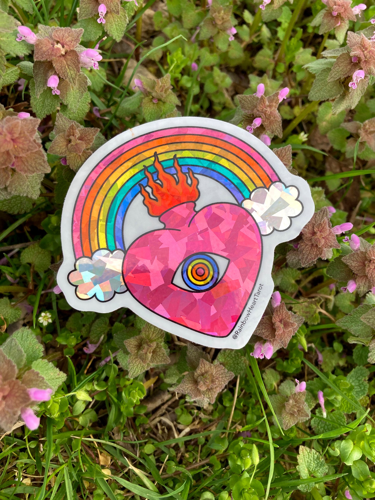 Rainbow Heart Tarot Vinyl Logo Sticker