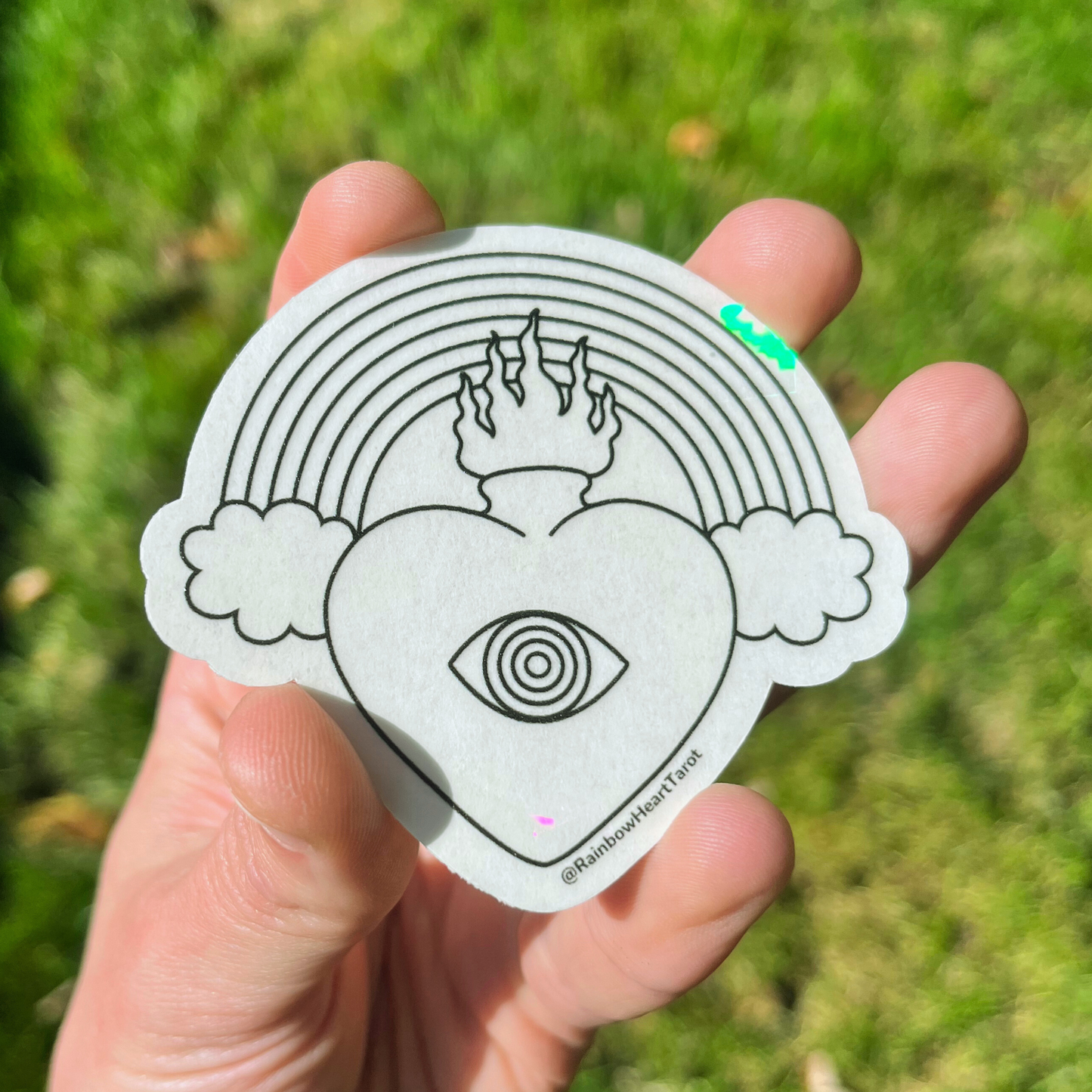 Rainbow Heart Tarot Suncatcher Logo Sticker
