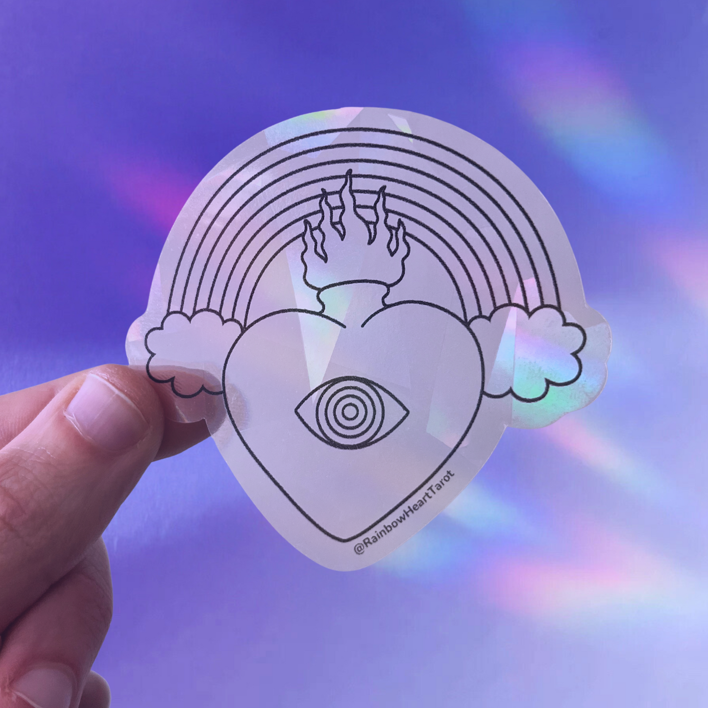 Rainbow Heart Tarot Suncatcher Logo Sticker