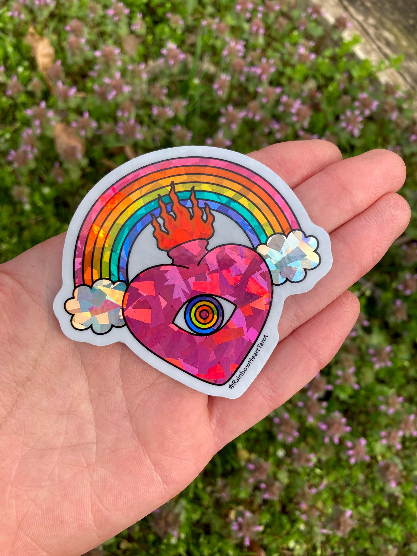 Rainbow Heart Tarot Vinyl Logo Sticker